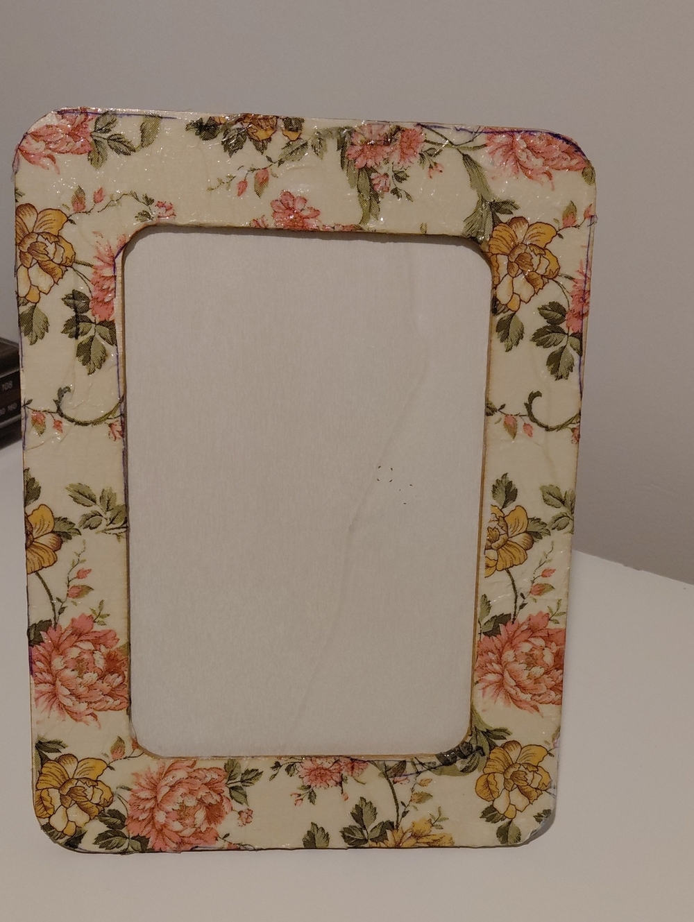 Floral Decorative Picture Frame - Cream & Pink - 5x7 Shaby Chic Decor